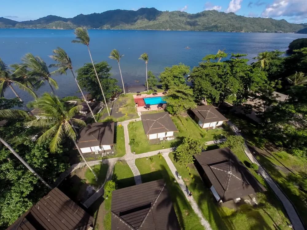 Aerial view of the Dive Into Lembeh resort Aerial view of the Dive Into Lembeh resort