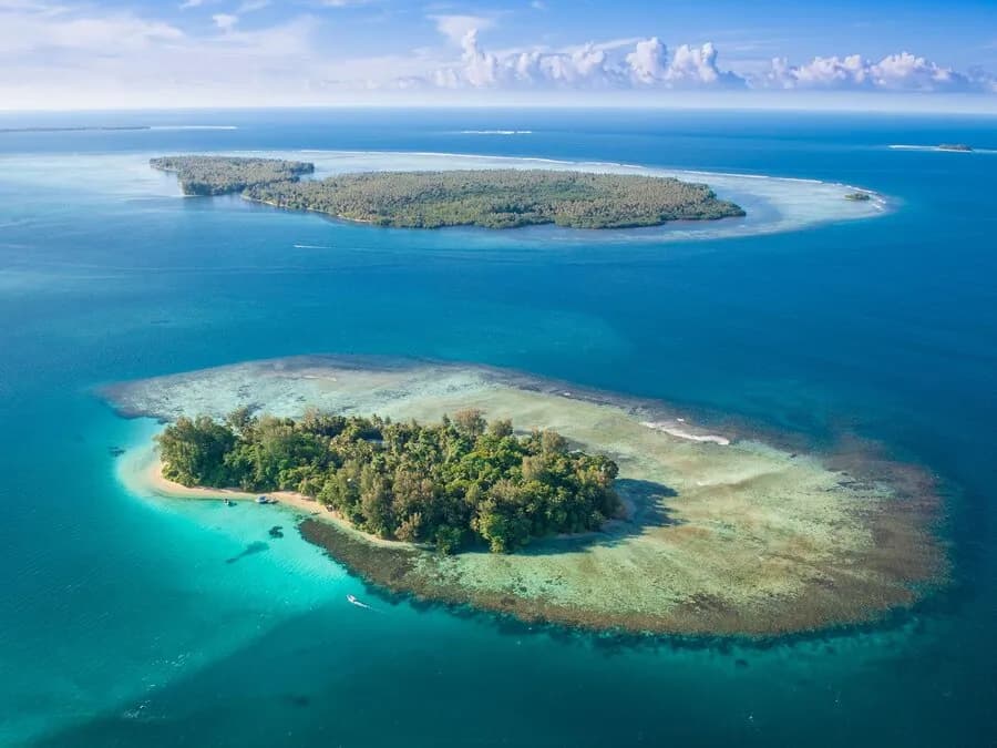 Aerial shot of the island Aerial shot of the island